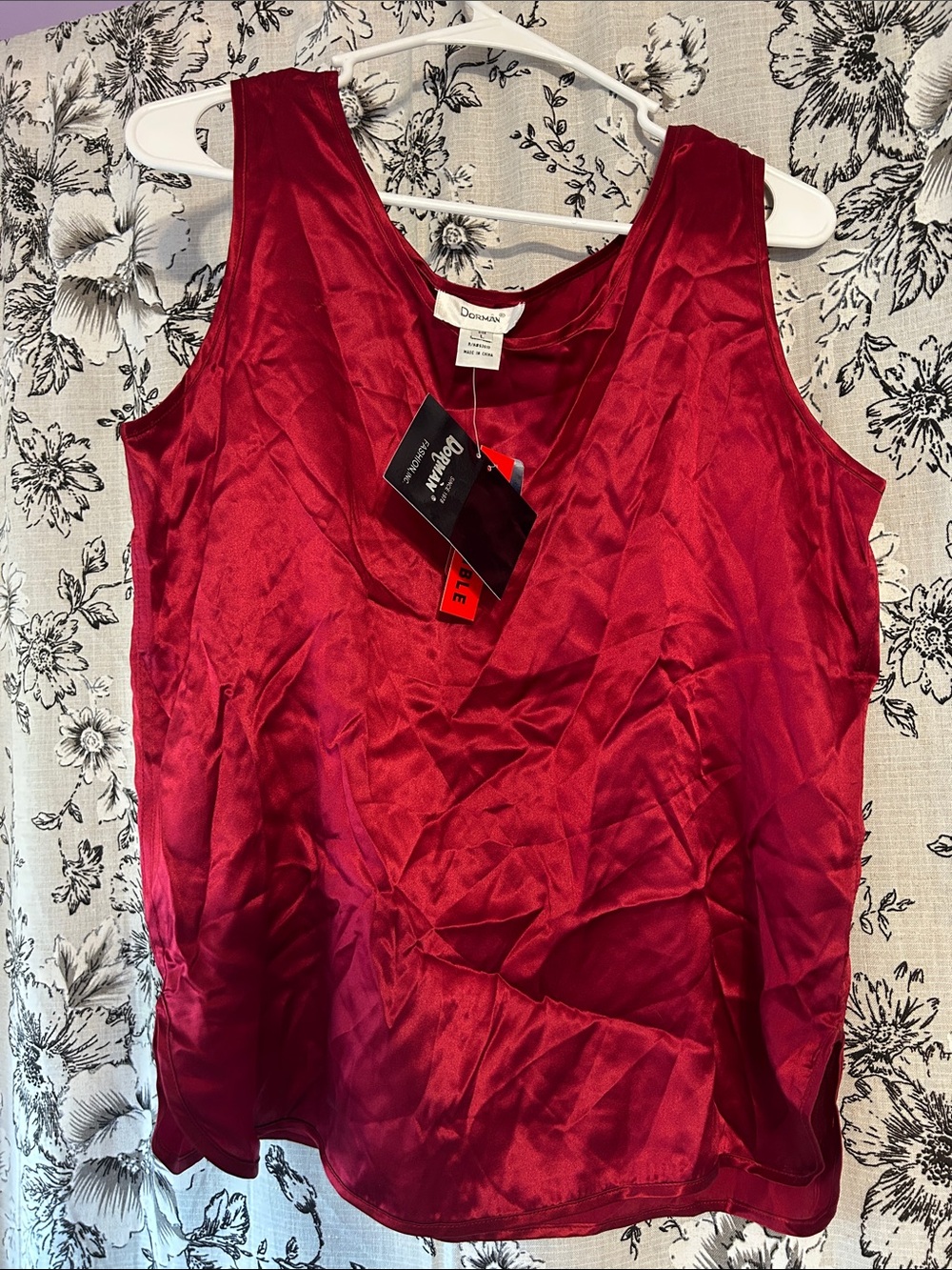 Deep red silk tank top